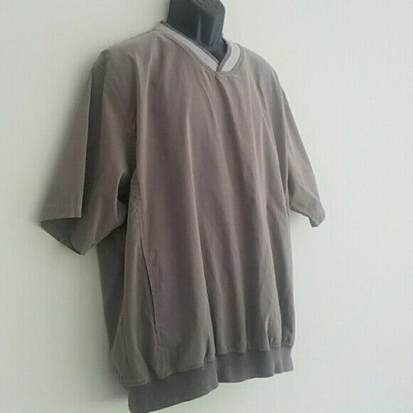 𝅺glen Echo Tan Pullover Lined V-Neck Short Sleeve Golf Windbreaker Size XL - Picture 6 of 10